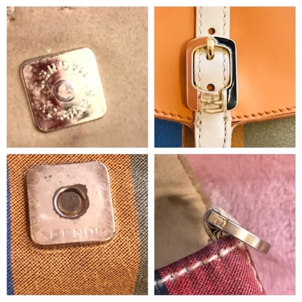Fendi Multicolor Striped Canvas and Tan Leather Shoulder Bag - Picture 12 of 16